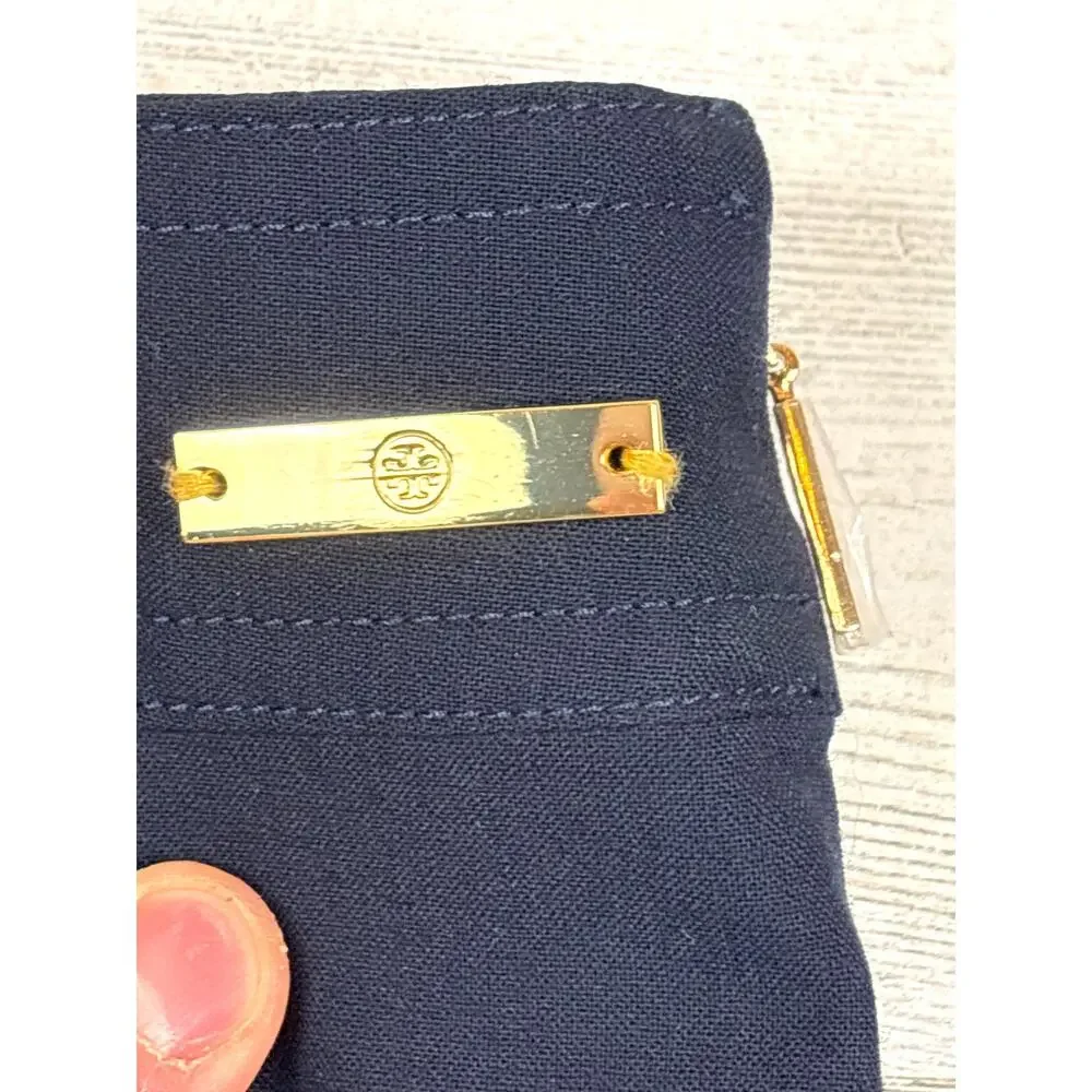 Tory Burch Womens 12 Navy Blue Stacey Ponte Flat-Front Mid-Rise Cropped Pants